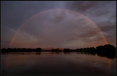 Extremely rare morning rainbow, Teller Lake, Boulder County Open Space.